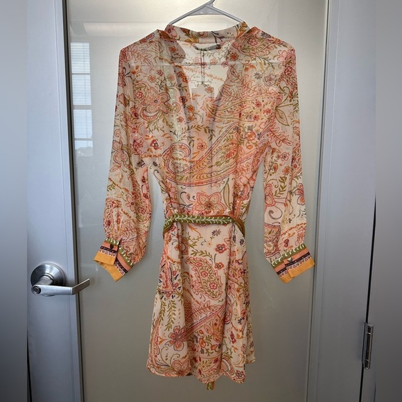 NWT Zara Printed Multicolored Floral Belted Shirt Dress Size medium - Picture 5 of 6